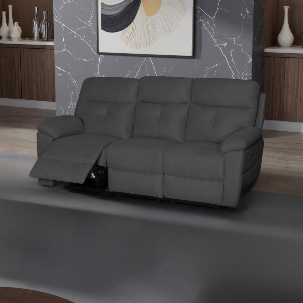 Elektrisches 3-Sitzer-Schlafsofa aus dunkelgrauem Stoff Kayde