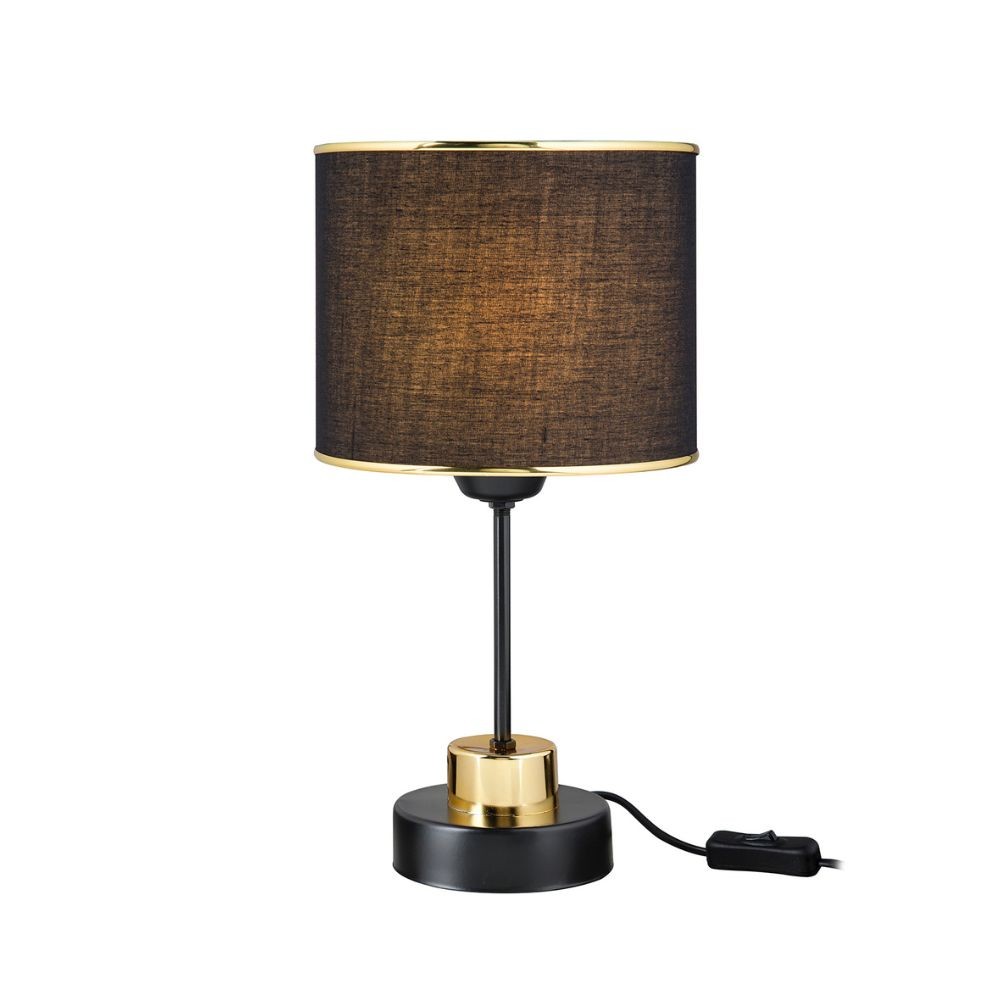 Lampada da tavolo in metallo e paralume tessuto nero Arden