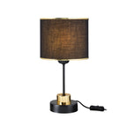 Lampada da tavolo in metallo e paralume tessuto nero Arden