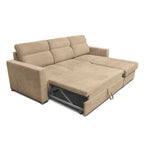 Ecksofa mit umkehrbarer Recamiere und Ausziehbett in Cappuccino - Kendall