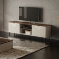 Mobile porta Tv 2 ante design geometrico e vani a giorno cashmere e top rovere Mirage03