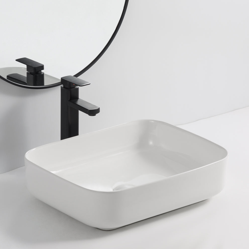 Lavabo da appoggio in ceramica senza foro miscelatore 50x39x13H Bowl9391B