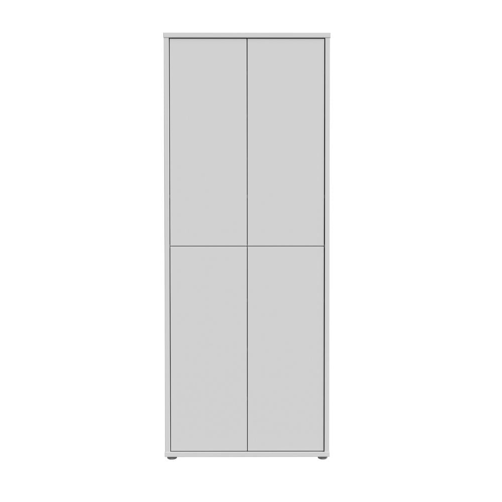 Armoire multi-usage 4 portes 74.5x35x192 coloris gris clair Medea