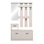 Mobile ingresso con specchio, appendiabiti, cassetto e scarpiera colore beige Rudolf