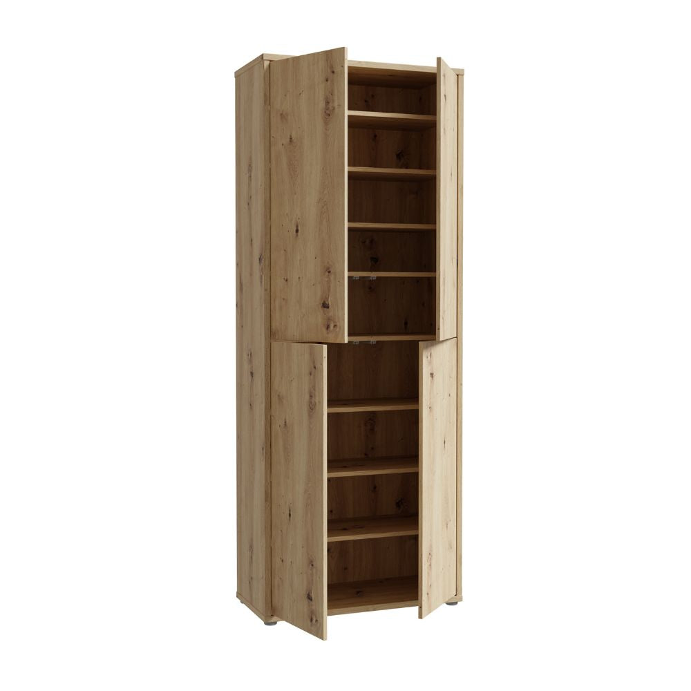 Armoire multi-usages 4 portes 74.5x35x192 couleur chêne Medea