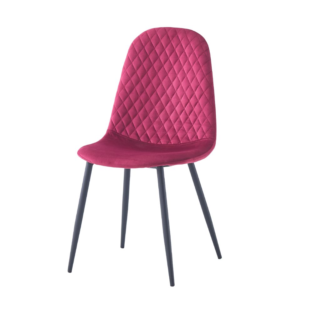 Lot de 4 chaises rembourrées Bretta avec dossier capitonné velours rouge