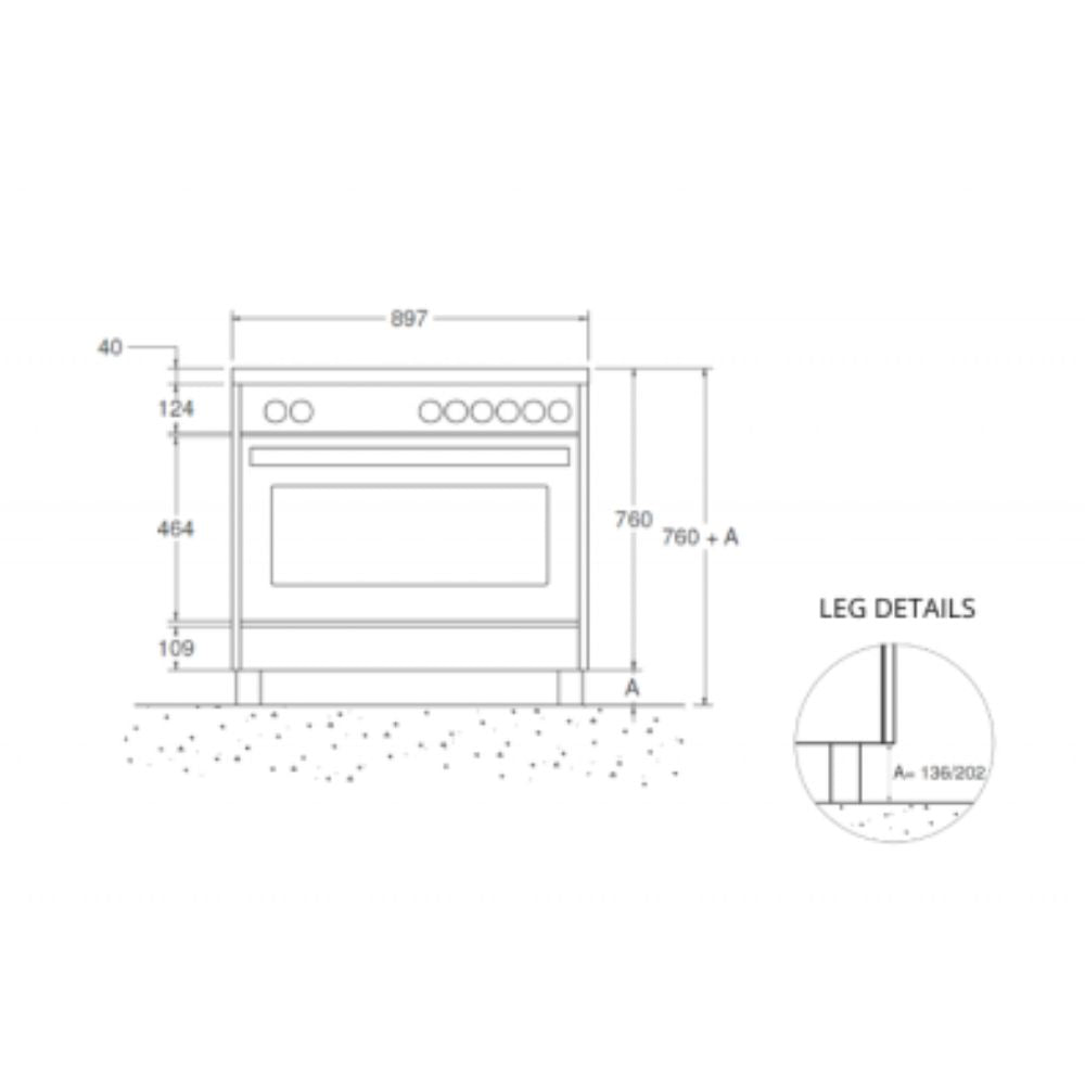 KOCHFELD 90×60 INDUKTIONSKOCHFELD MULTIFUNKTIONS-ELEKTROBACKOFEN BERTAZZONI