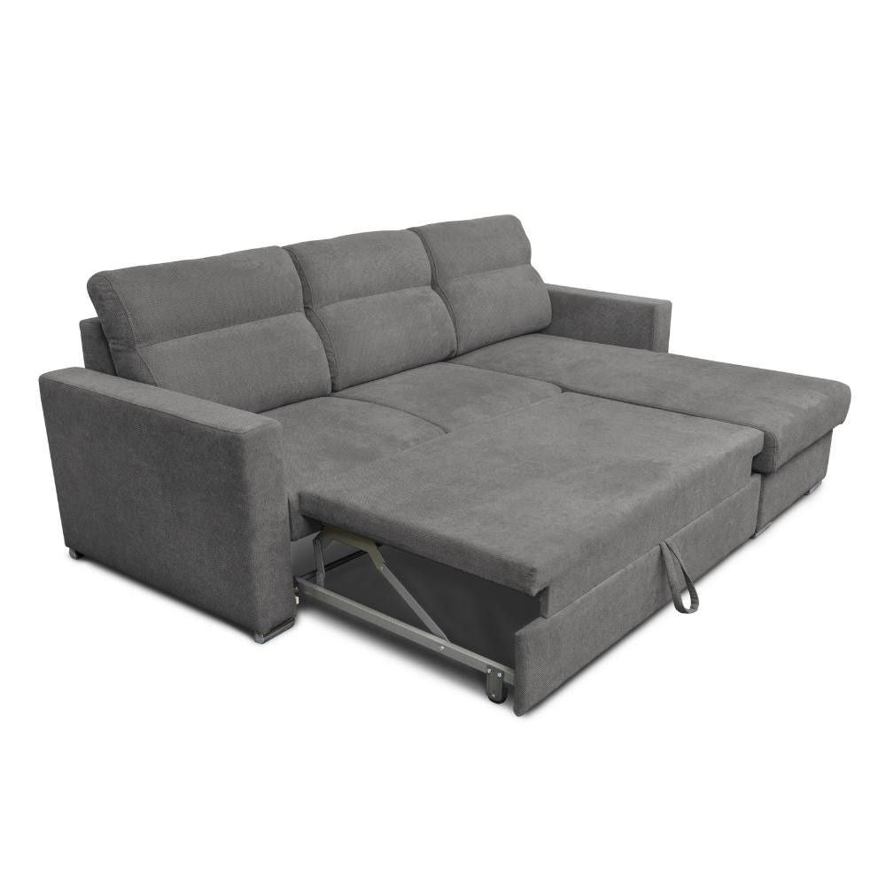 Divano angolare con penisola reversibile e letto estraibile colore grigio - Kendall