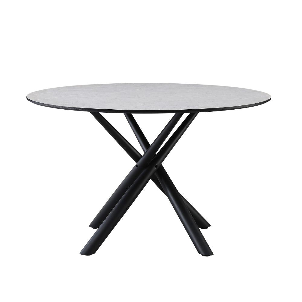 Tavolo rotondo con piano color cemento e gambe nere 120x76.5H cm - Vikto