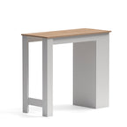 Tavolo snack alto bianco e rovere con 3 ripiani laterali 115x50x103H Kivo