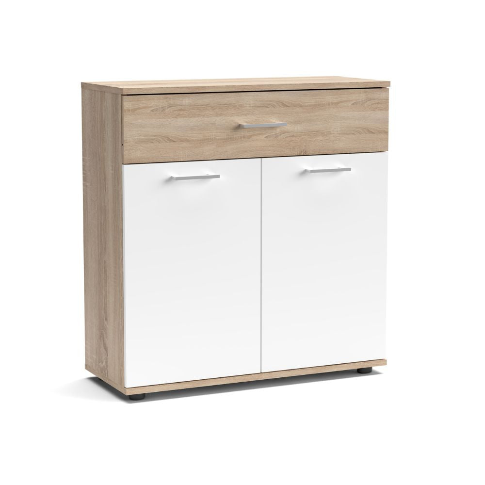 Mobile multiuso 2 ante e 1 cassetto colore bianco e rovere 80x35x84H Irys