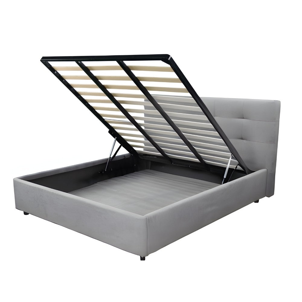 Letto una piazza e mezza con contenitore Ascoli 142x210x110H tessuto Enjoy colore grigio