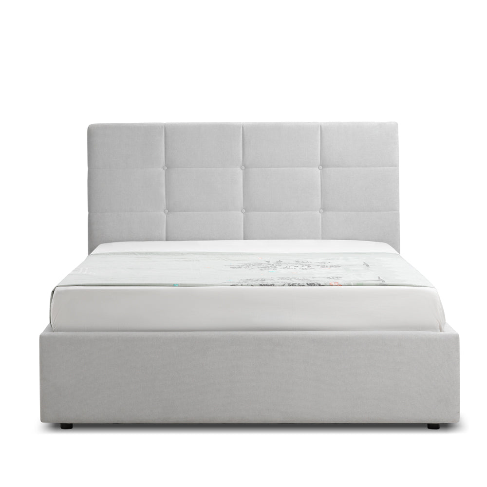 Lit une place et demie avec coffre de rangement en tissu gris - Naples