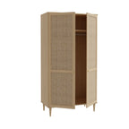 Armadio 2 ante in rovere con dettaglio effetto rattan 110x52x208H Livia