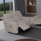 Divano Kayde 2 posti recliner elettrico in tessuto beige Kayde