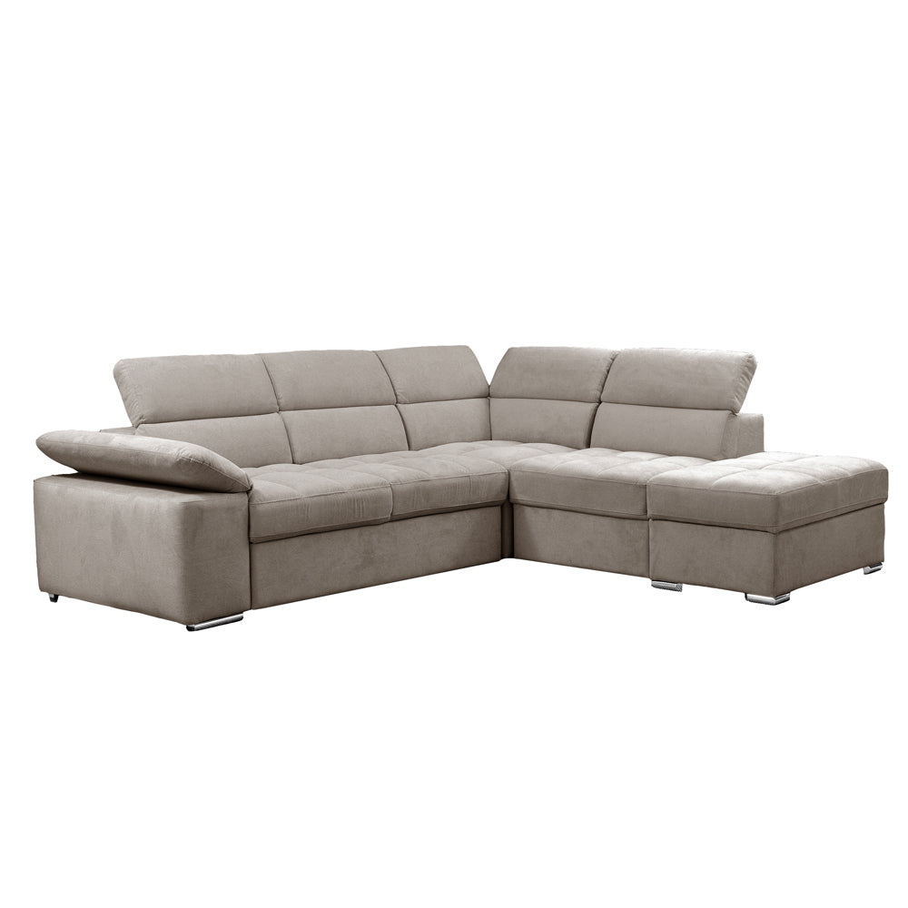 Divano letto angolare reversibile con pouf contenitore tortora Capri