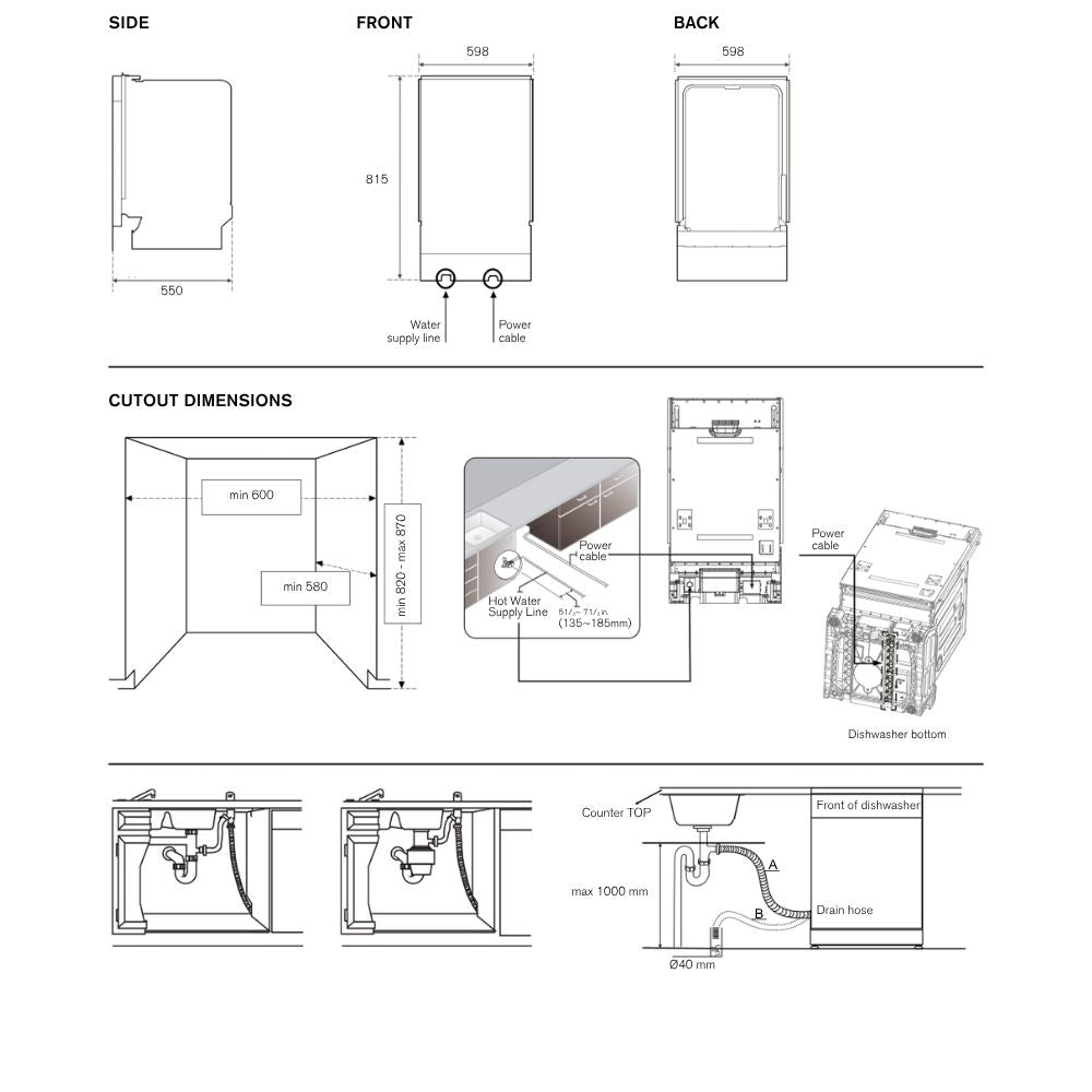 Lavastoviglie incasso totale 60 cm. 13 coperti classe E Bertazzoni DW60EPRS