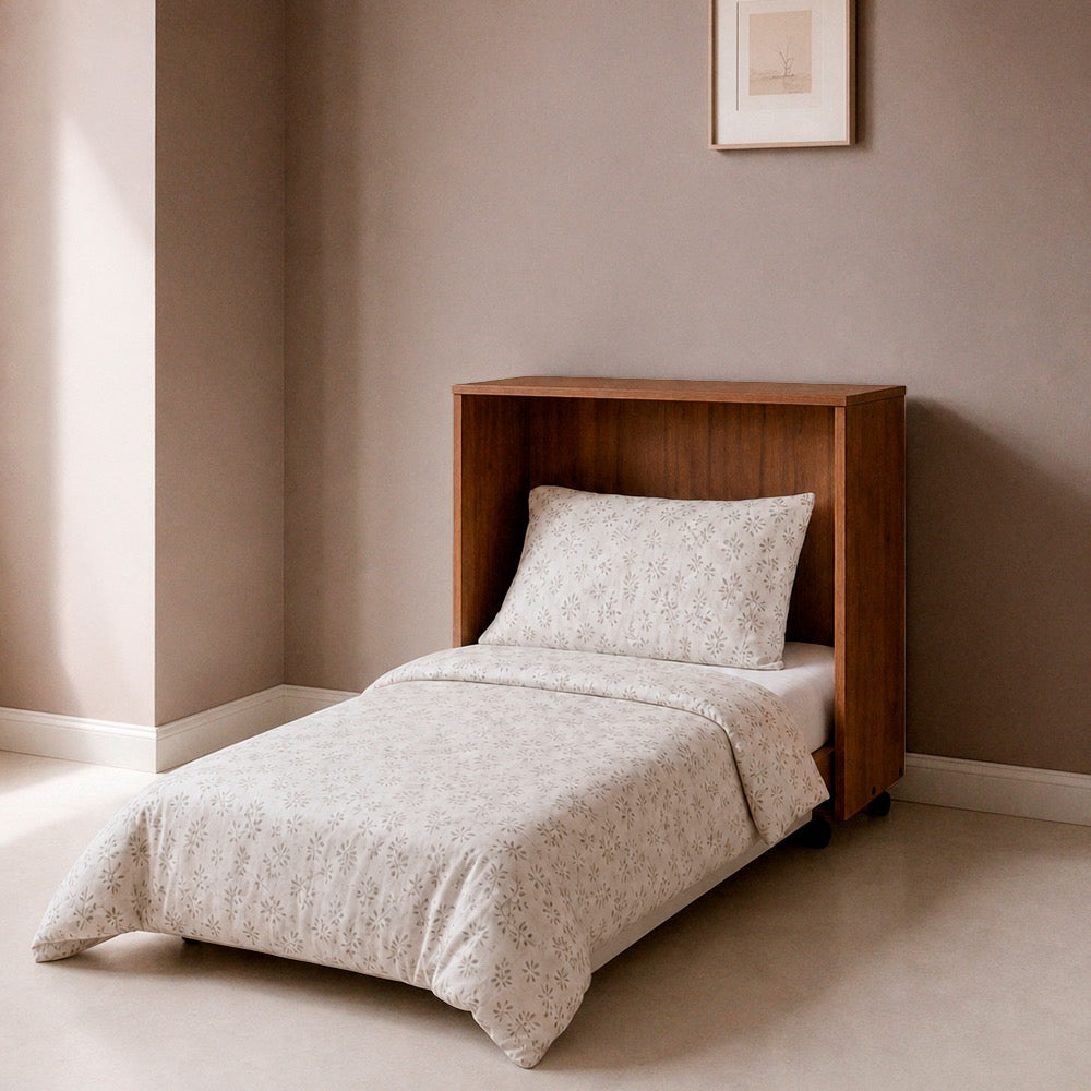 Mobile letto con rete a doghe colore noce antico 84.6x100H cm - Giroletto