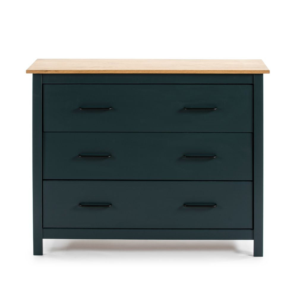 Kommode aus Massivholz, Farbe Blau und Kiefer Miranda 100x40x80H