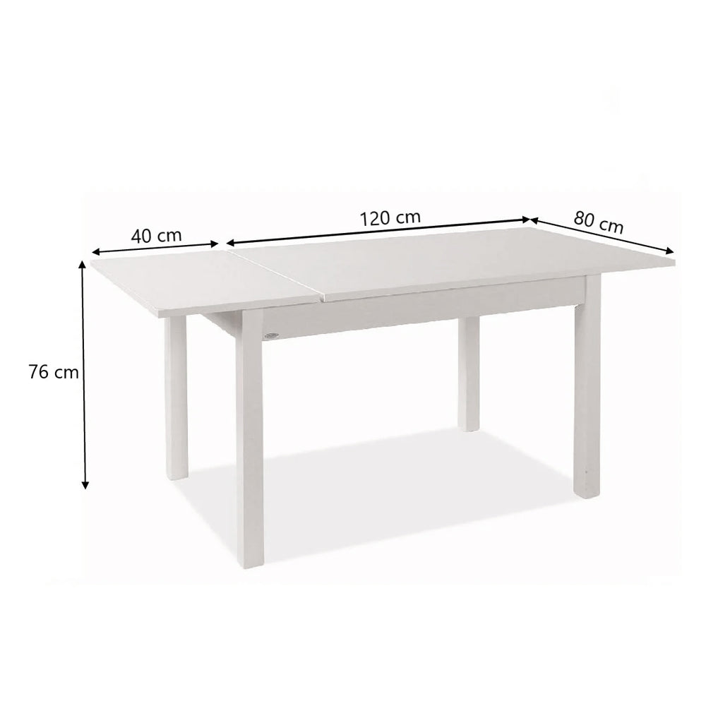 Ausziehbarer Tisch in Esche weiß, 120x80 cm - Florenz