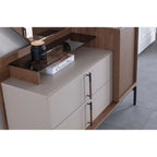 Camera da letto con letto contenitore e armadio con specchi colore beige e kaplan - Vega