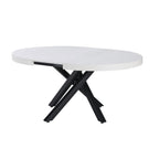 Tavolo rotondo allungabile con piano colore bianco opaco e gambe nere 120x75H cm - Mooni