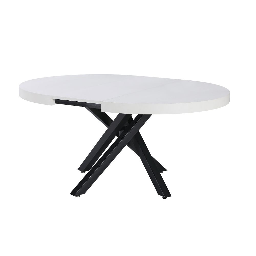Tavolo rotondo allungabile con piano colore bianco opaco e gambe nere 120x75H cm - Mooni