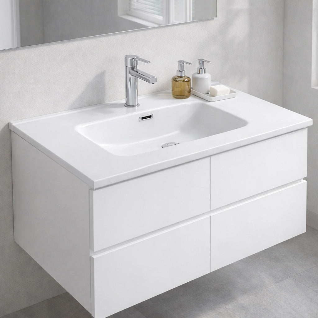 Aufsatzwaschtisch 1 Becken Keramik weiß glänzend 91x46,5 LAV9090S