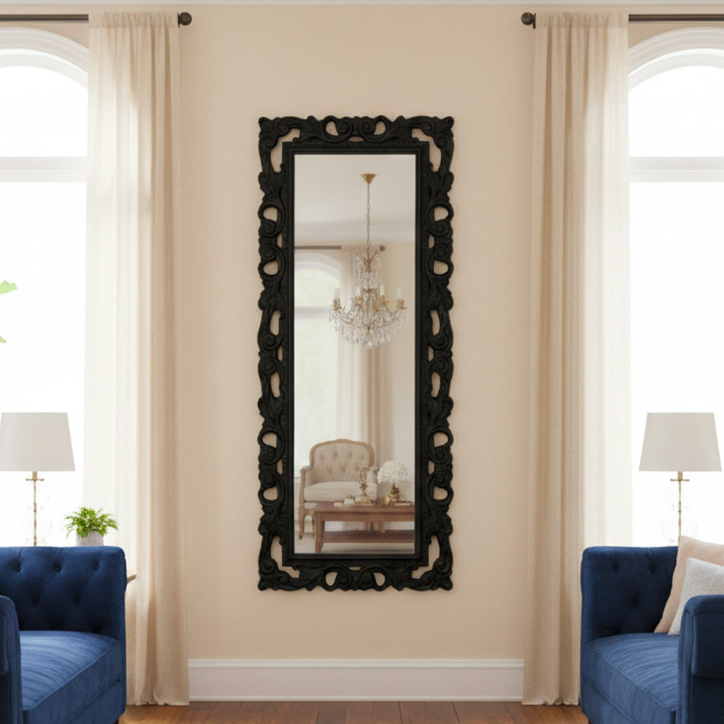 Specchiera 76x180 cm. colore nero lucido Anna