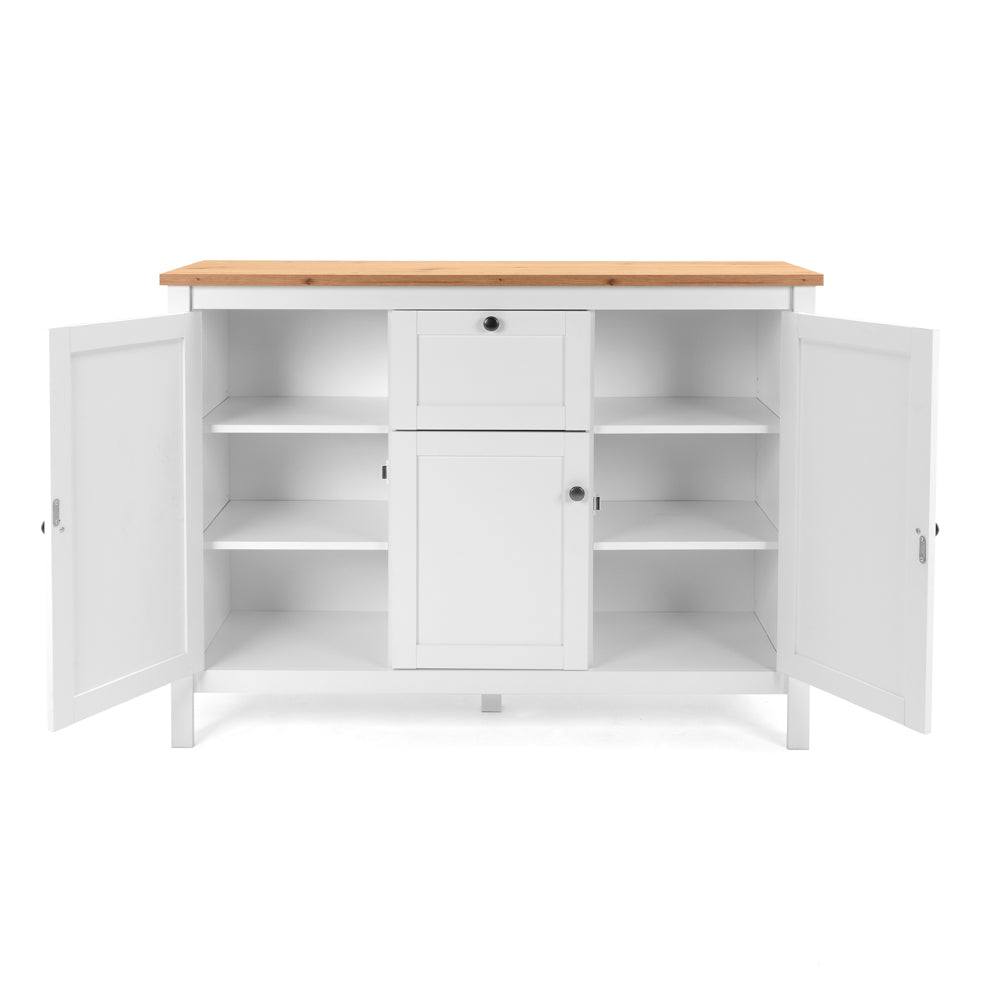 Madia 3 ante e 1 cassetto colore bianco e top artisan rovere 120 cm Bergen57