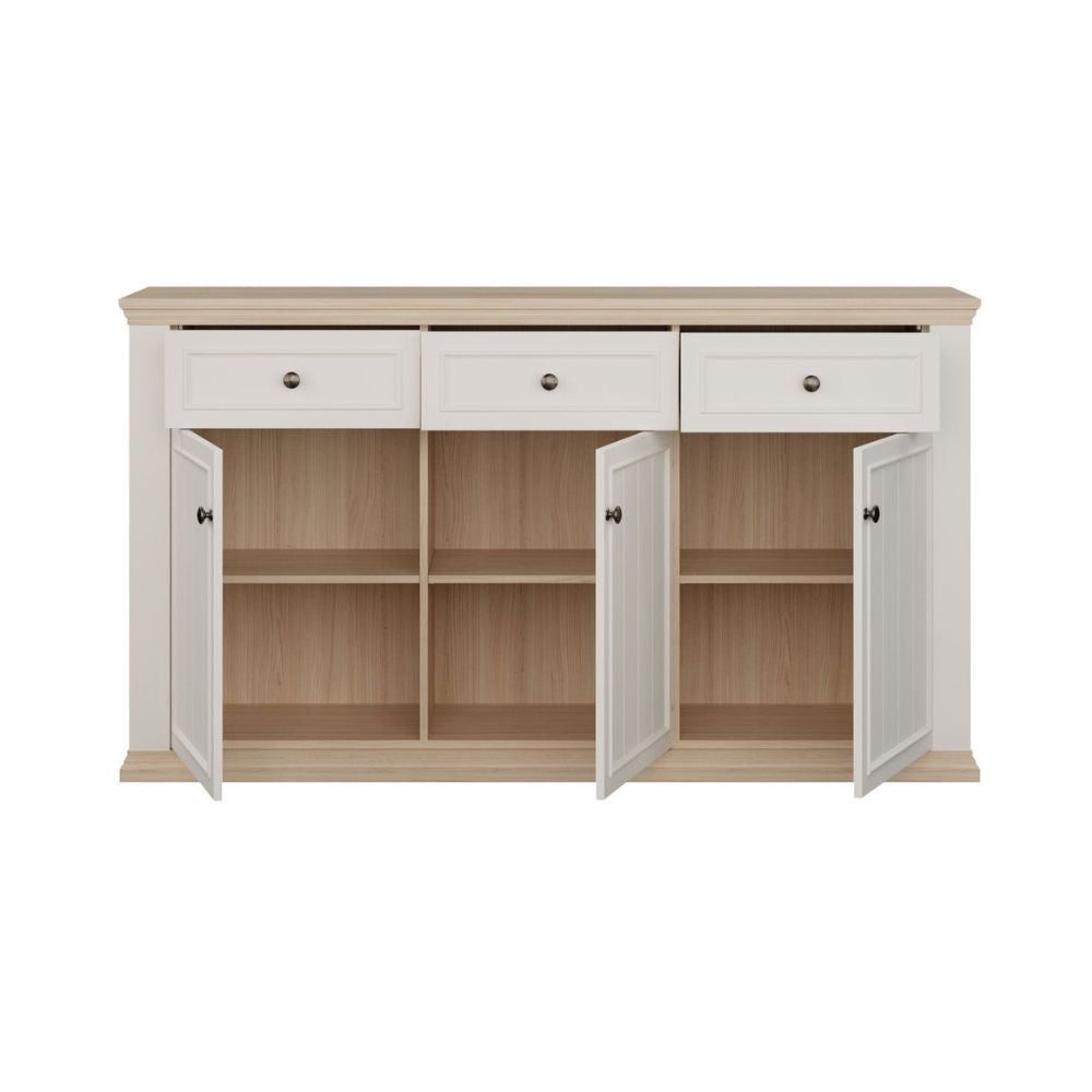PNTK232-Q214 BUFFET ESSENZA AVEC 3 TIROIRS ET 3 PORTES COULEUR BLANC ET CHÊNE