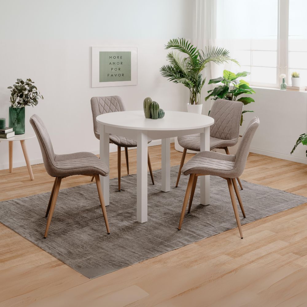 Runder ausziehbarer Tisch in Weiß 100x76H cm - Circe