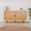 Madia con ante scorrevoli listellate colore rovere oak 160x40x80H Kajsa51B 