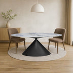 Tavolo ovale con piano effetto marmo e venature blu 200x80x76H Punto