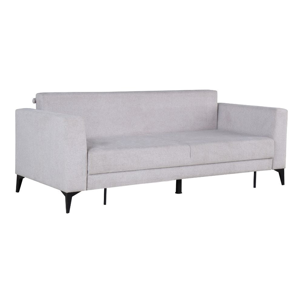 Divano con carrello estraibile e schienale ribaltabile 3 posti grigio chiaro - Derry