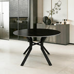 Tavolo rotondo Ø120 con piano in ceramica nero opaco e struttura nera Aurora