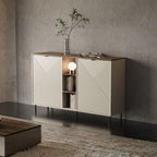 Credenza 2 ante design geometrico e vani a giorno cashmere e rovere Mirage08