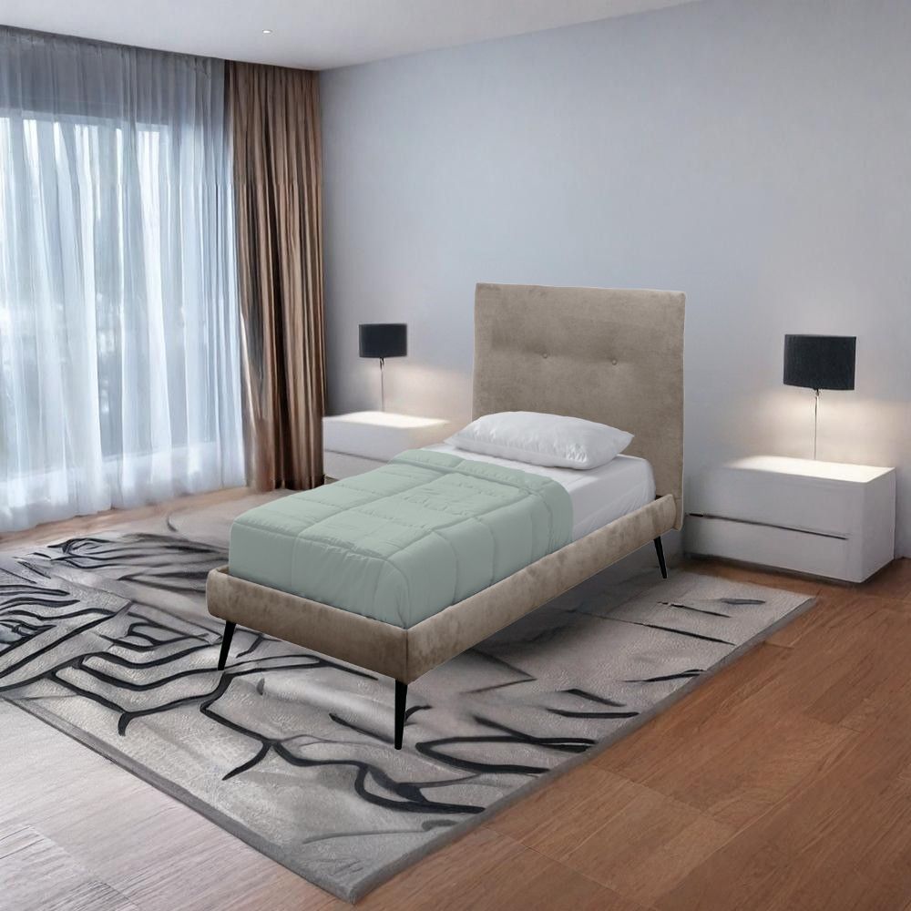 Letto singolo con rete inclusa tessuto colore tortora Stiletto