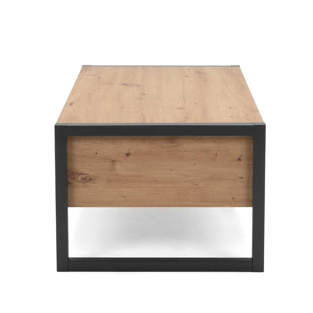 Tavolino da salotto 100x40h cm con cassetto e vano colore quercia e antracite - Denver