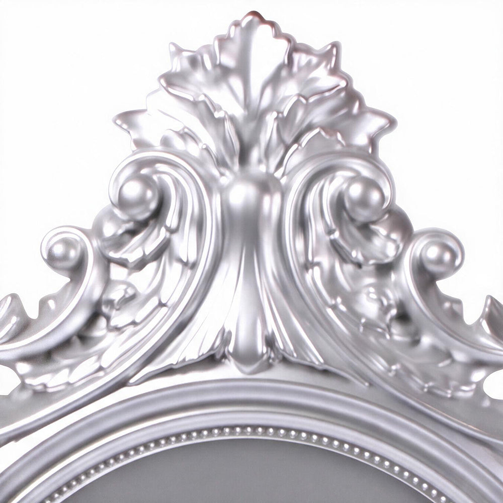 Specchio decorativo ovale da parete 60x81 cm con cornice barocca silver MR8360