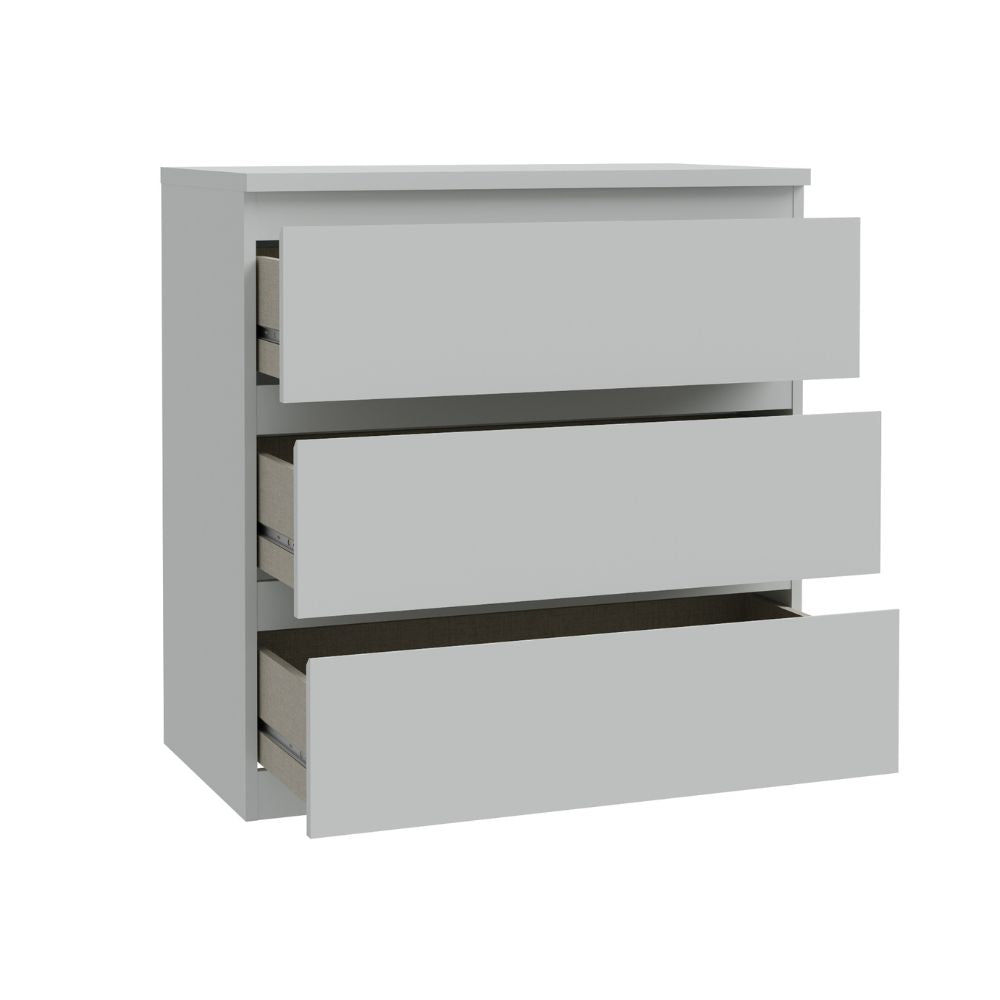 Cassettiera 3 cassetti colore grigio ghiaccio 77.2x42.2x80H Morgan