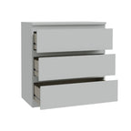 Cassettiera 3 cassetti colore grigio ghiaccio 77.2x42.2x80H Morgan