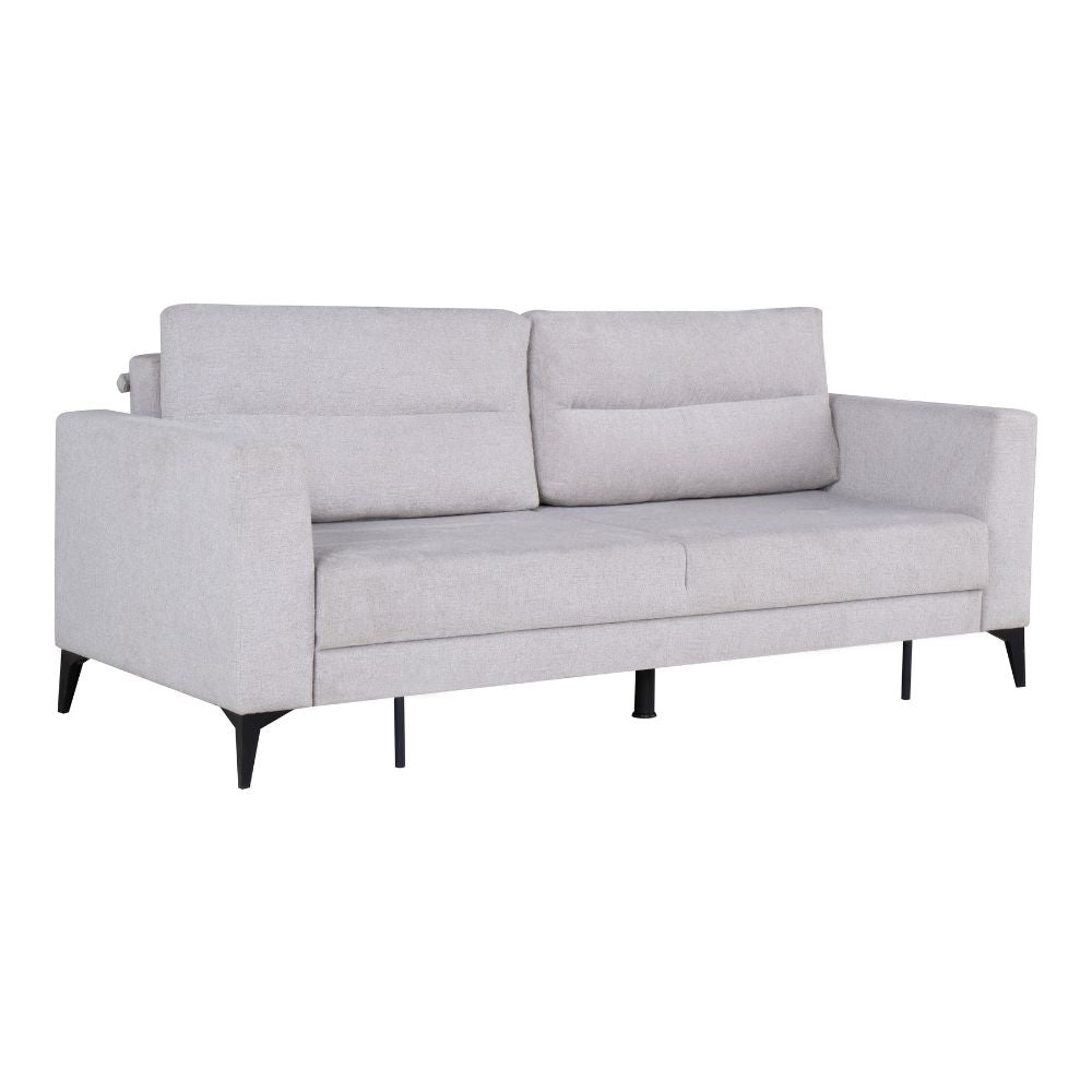 Divano con carrello estraibile e schienale ribaltabile 3 posti grigio chiaro - Derry