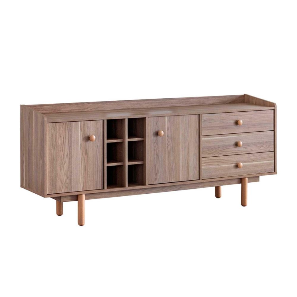 Madia 2 ante e 3 cassetti con vani a giorno colore rovere miele 206x85H cm - Dolce