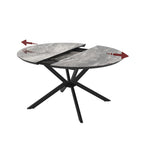 Tavolo rotondo allungabile piano effetto marmo nero arabesque lucido 126x126x76H Dobok