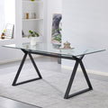 Tavolo da pranzo 150×90 cm in vetro temperato con gambe a cavalletto nere Skylar