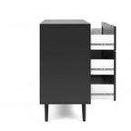 Cassettiera 80x80h cm con 3 cassetti colore nera con frontali vimini - Vienna03A