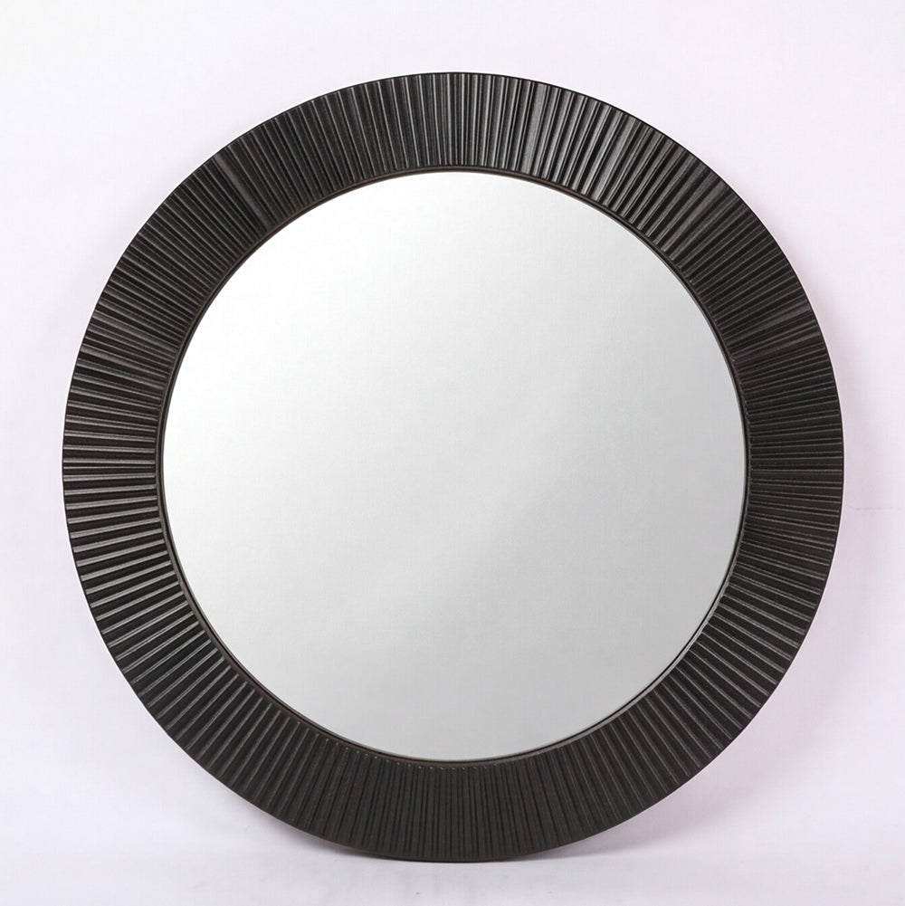 Specchio decorativo rotondo da parete 51x51 cm con cornice plissettata nera MR6043
