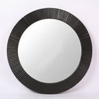 Specchio decorativo rotondo da parete 51x51 cm con cornice plissettata nera MR6043