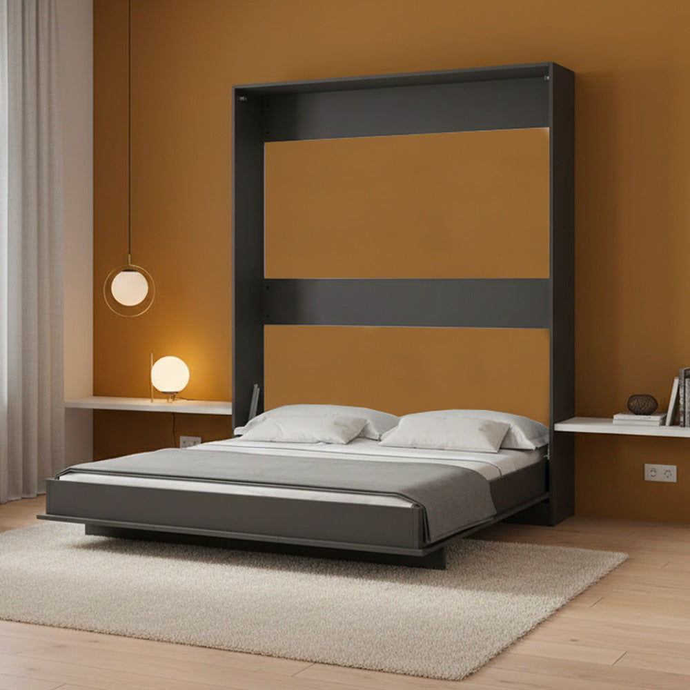 Letto matrimoniale a scomparsa salvaspazio colore antracite 164x38x221H Primer